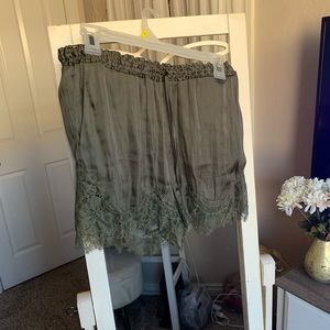 H&M Silk Lace Olive Green Shorts